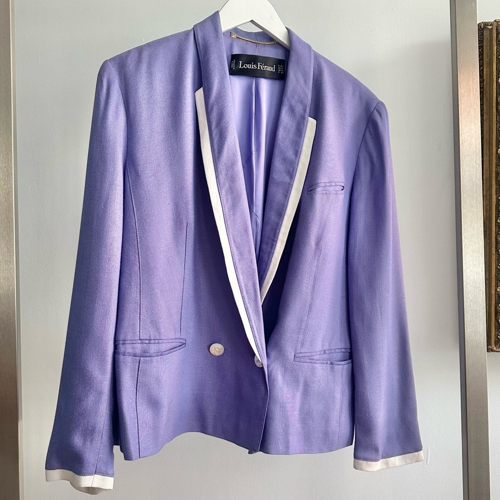 Louis Feraud 1990s Vintage Lavender & White Light Jacket